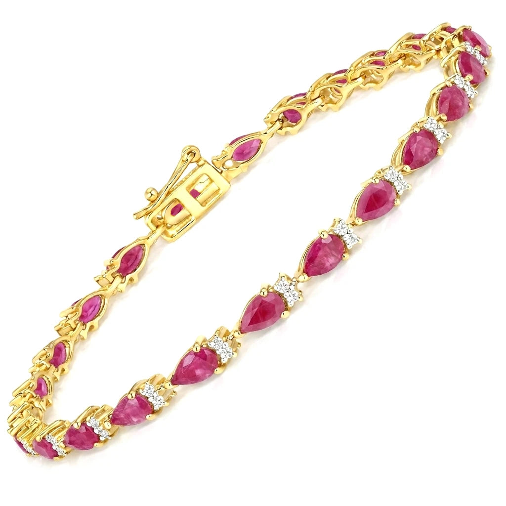 Pear Tennis Bracelet with Diamond Clusters