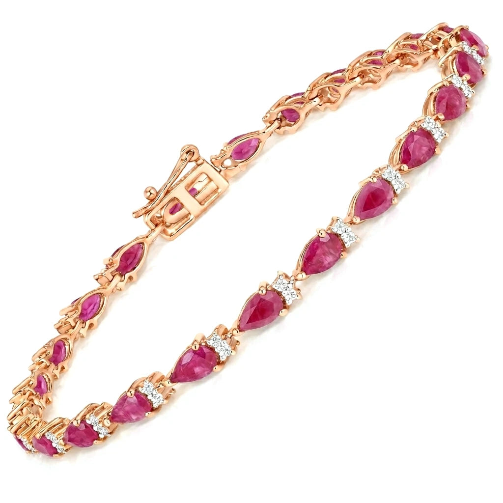 Pear Tennis Bracelet with Diamond Clusters