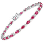 Pear Tennis Bracelet with Diamond Clusters