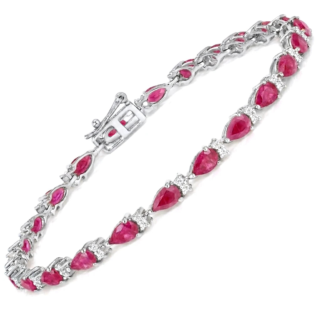 Pear Tennis Bracelet with Diamond Clusters