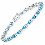 Pear Tennis Bracelet with Diamond Clusters