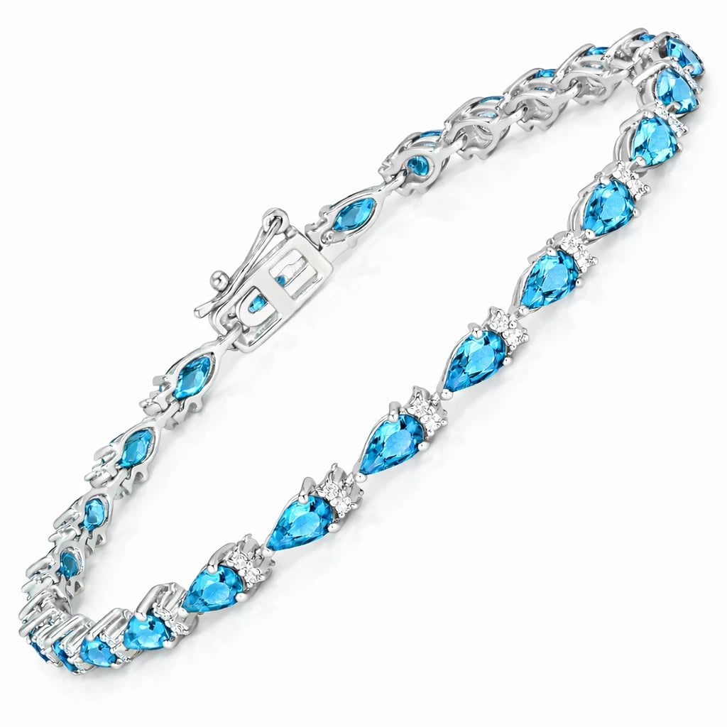 Pear Tennis Bracelet with Diamond Clusters