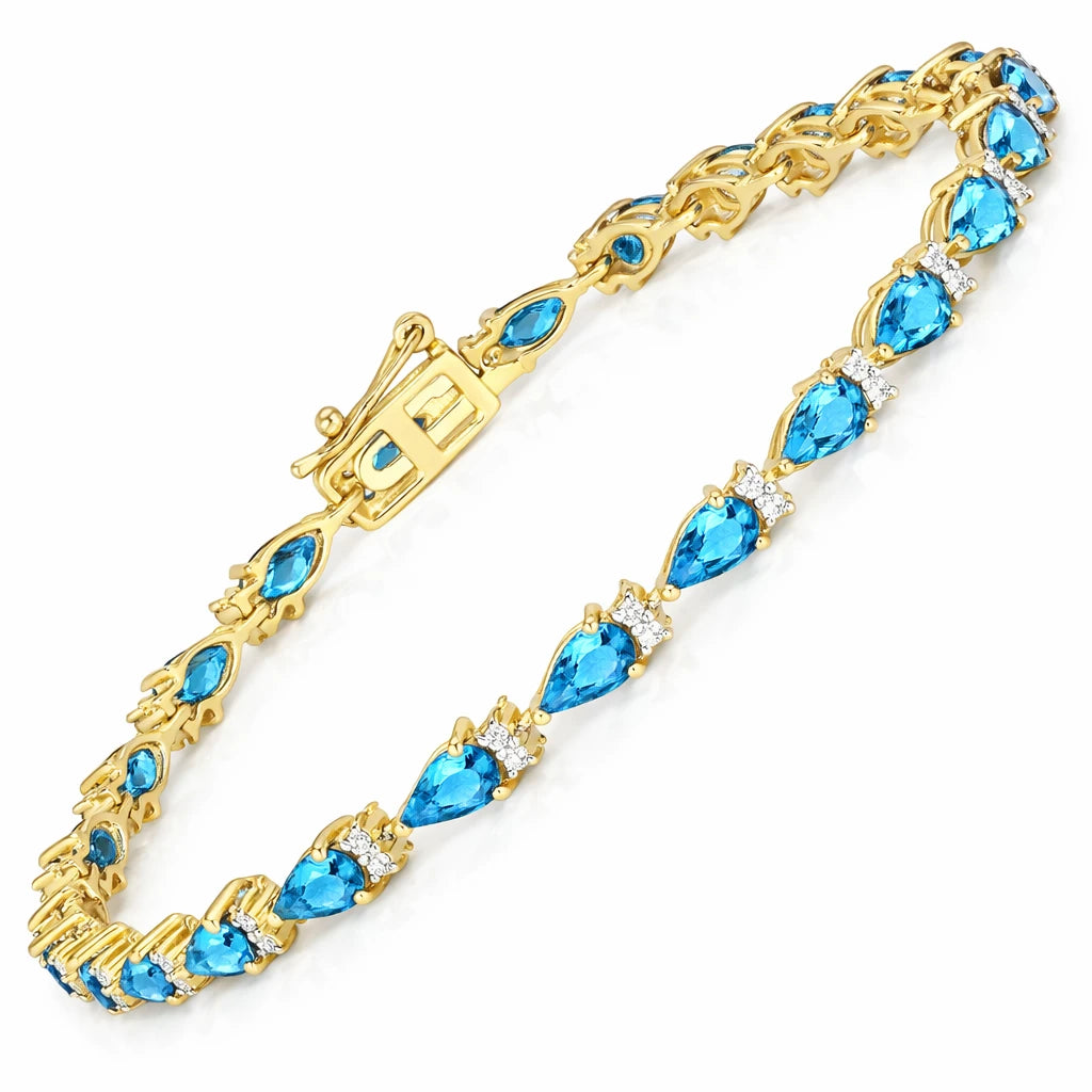 Pear Tennis Bracelet with Diamond Clusters
