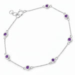 Round Bezel Set Adjustable Station Bracelet