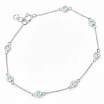 Round Bezel Set Adjustable Station Bracelet