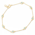 Round Bezel Set Adjustable Station Bracelet