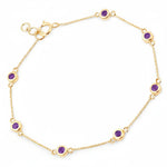 Round Bezel Set Adjustable Station Bracelet