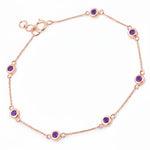 Round Bezel Set Adjustable Station Bracelet