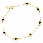Round Bezel Set Adjustable Station Bracelet