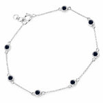 Round Bezel Set Adjustable Station Bracelet