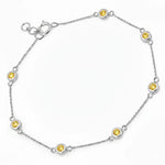 Round Bezel Set Adjustable Station Bracelet