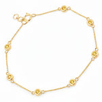 Round Bezel Set Adjustable Station Bracelet