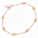 Round Bezel Set Adjustable Station Bracelet