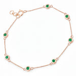 Round Bezel Set Adjustable Station Bracelet