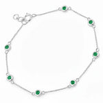 Round Bezel Set Adjustable Station Bracelet