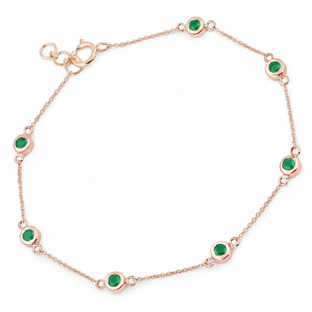 Round Bezel Set Adjustable Station Bracelet