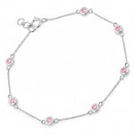 Round Bezel Set Adjustable Station Bracelet