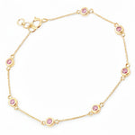 Round Bezel Set Adjustable Station Bracelet