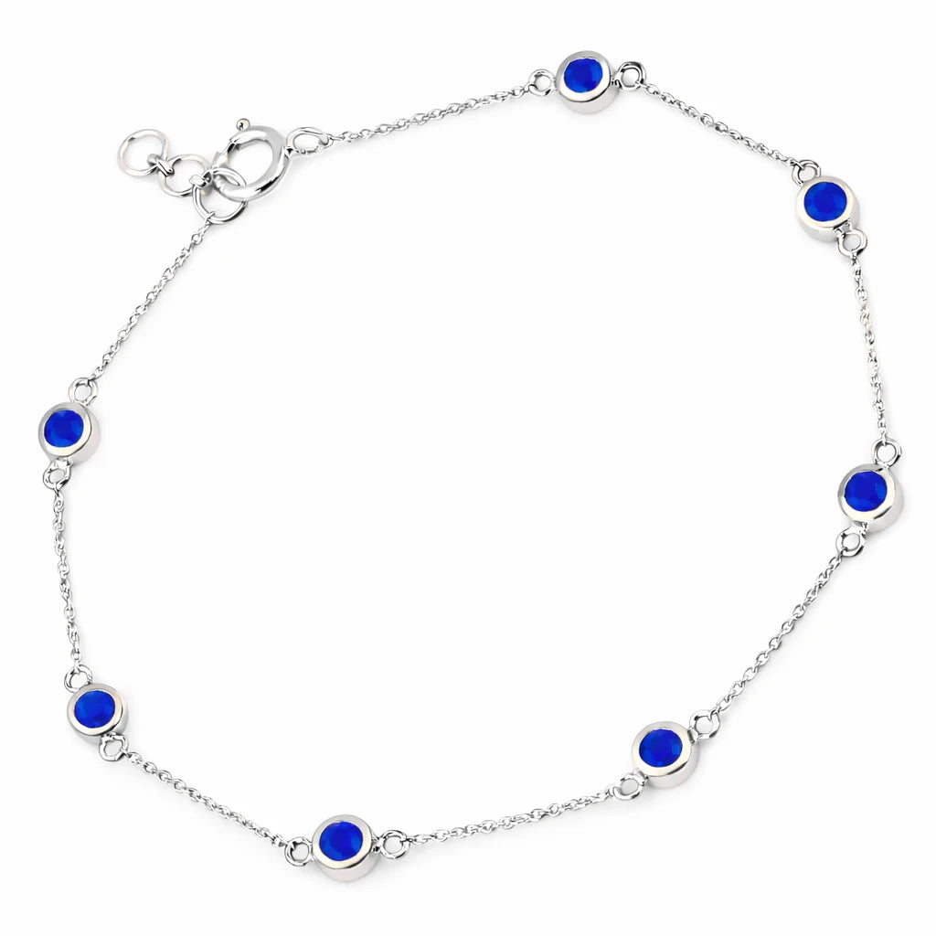 Round Bezel Set Adjustable Station Bracelet