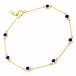 Round Bezel Set Adjustable Station Bracelet