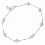 Round Bezel Set Adjustable Station Bracelet