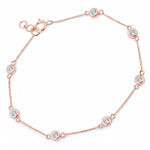 Round Bezel Set Adjustable Station Bracelet