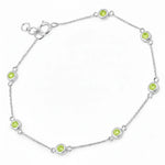 Round Bezel Set Adjustable Station Bracelet