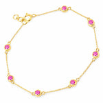 Round Bezel Set Adjustable Station Bracelet
