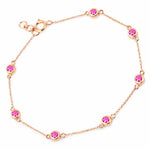 Round Bezel Set Adjustable Station Bracelet