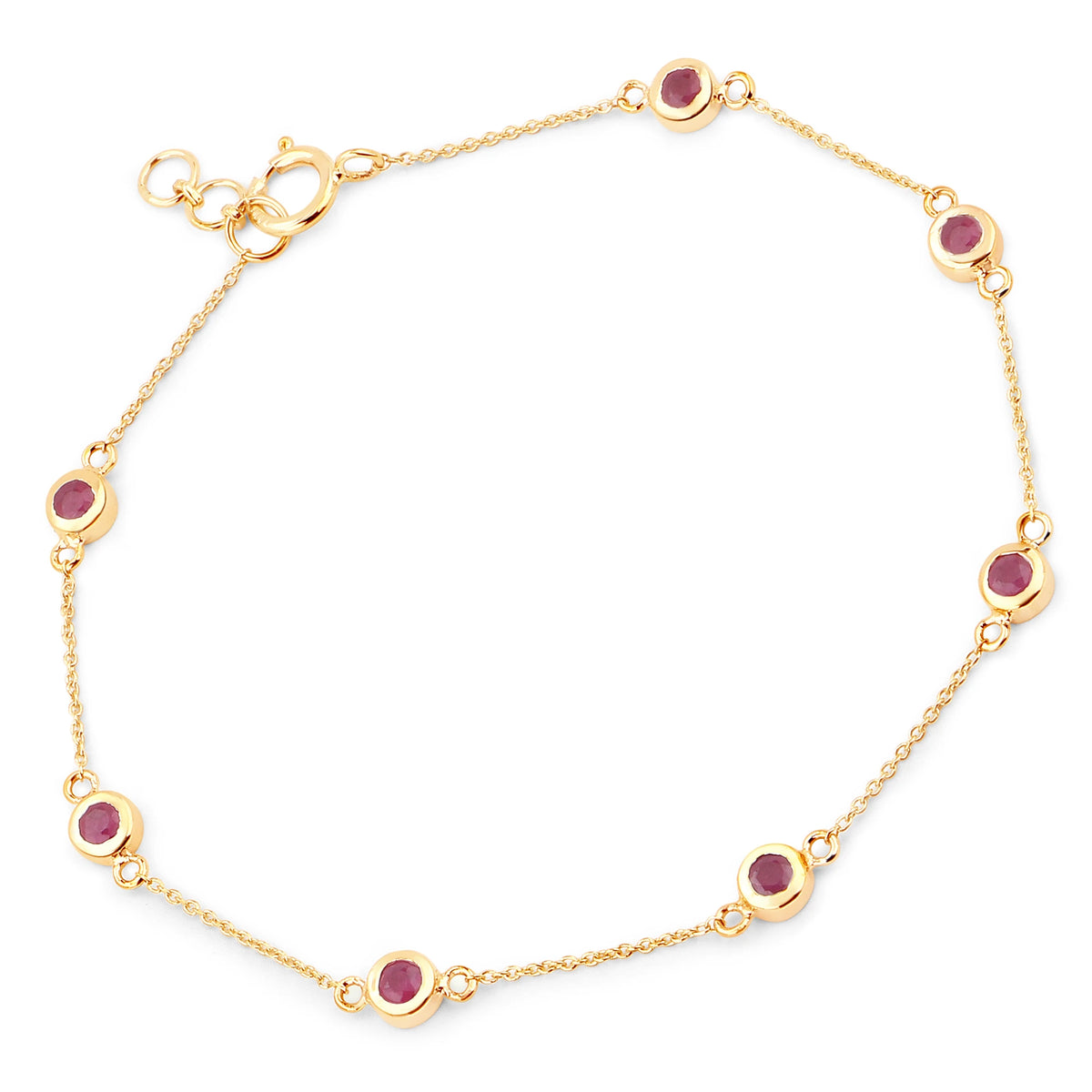 Round Bezel Set Adjustable Station Bracelet