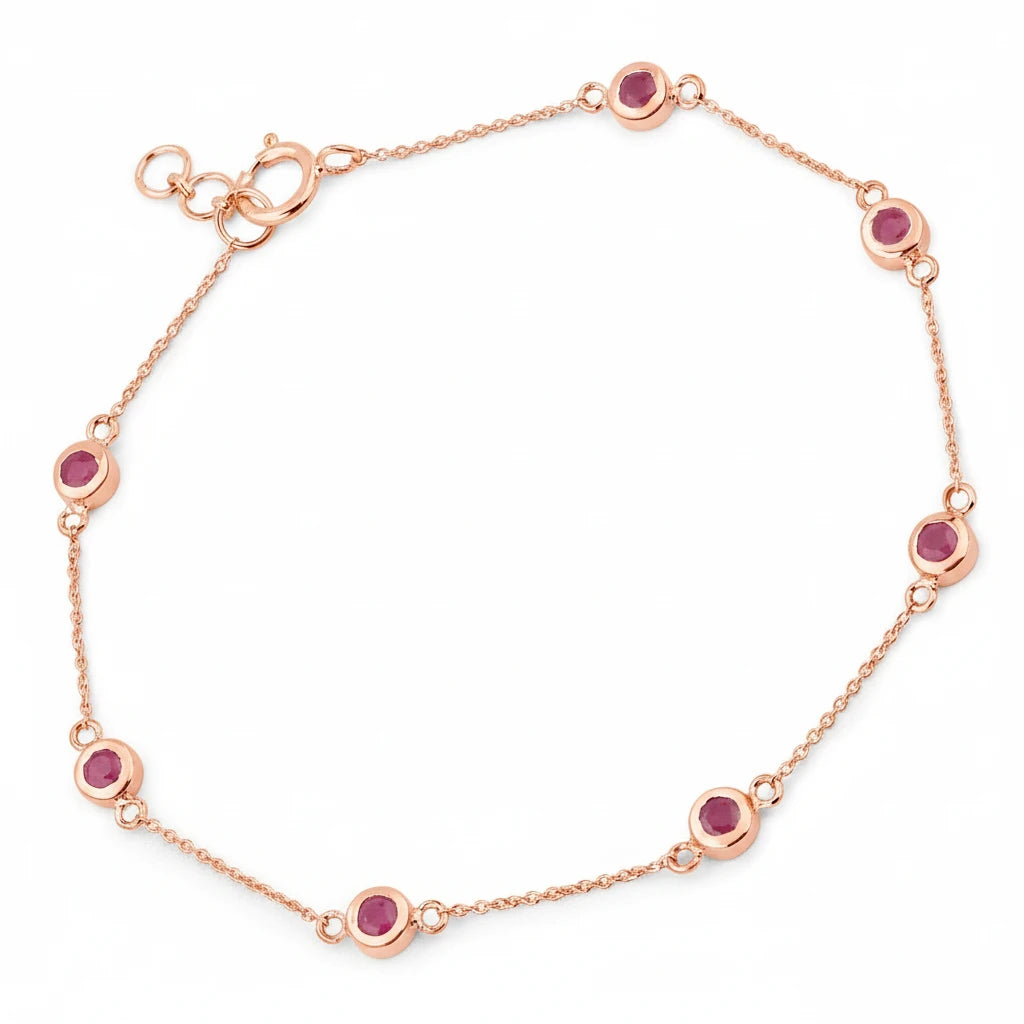 Round Bezel Set Adjustable Station Bracelet