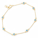 Round Bezel Set Adjustable Station Bracelet