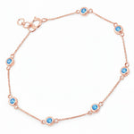 Round Bezel Set Adjustable Station Bracelet