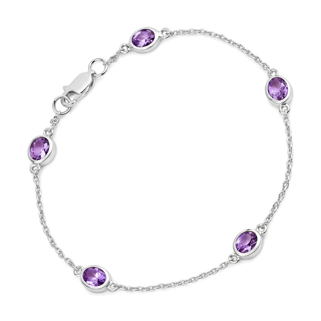 Oval Bezel Set Station Bracelet