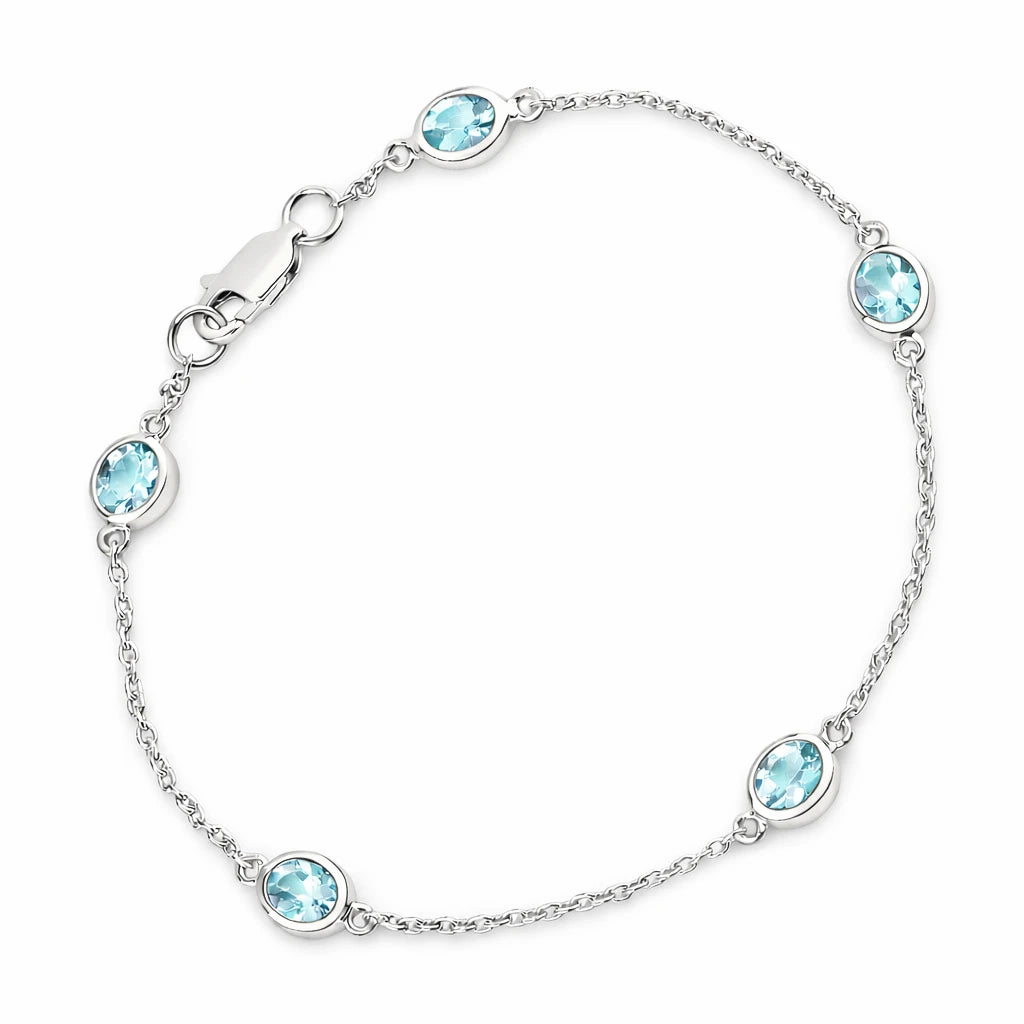Oval Bezel Set Station Bracelet