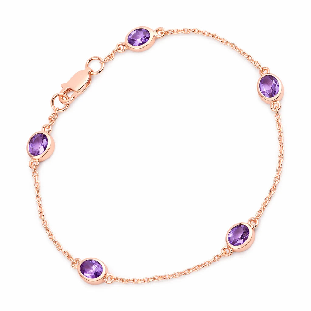 Oval Bezel Set Station Bracelet