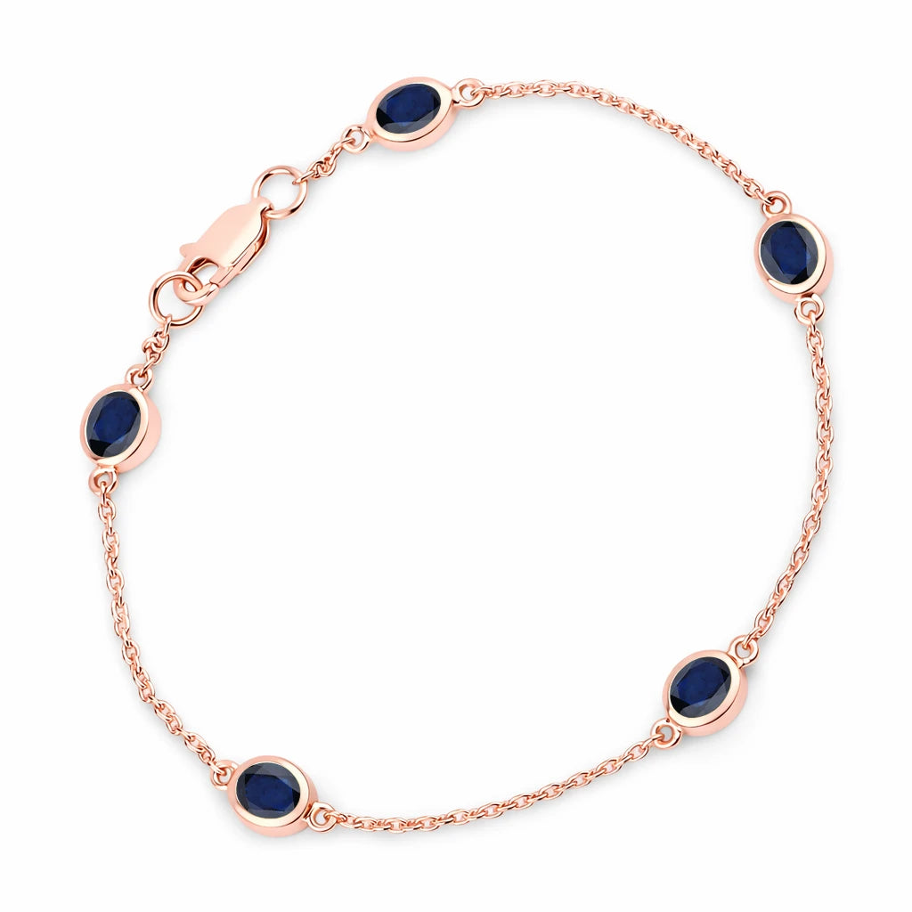 Oval Bezel Set Station Bracelet