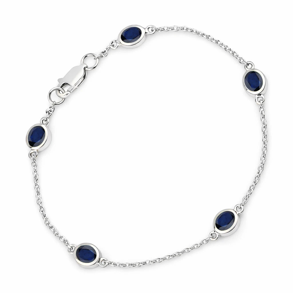 Oval Bezel Set Station Bracelet