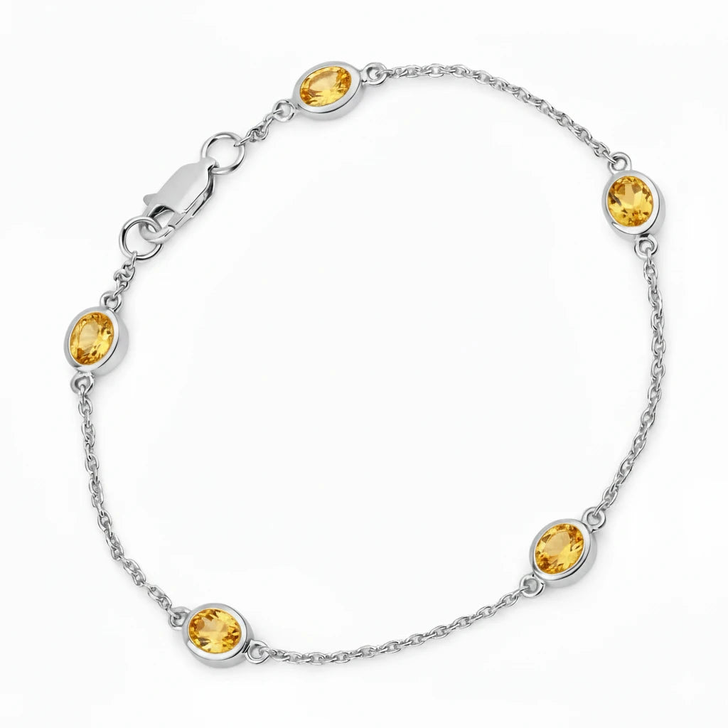 Oval Bezel Set Station Bracelet