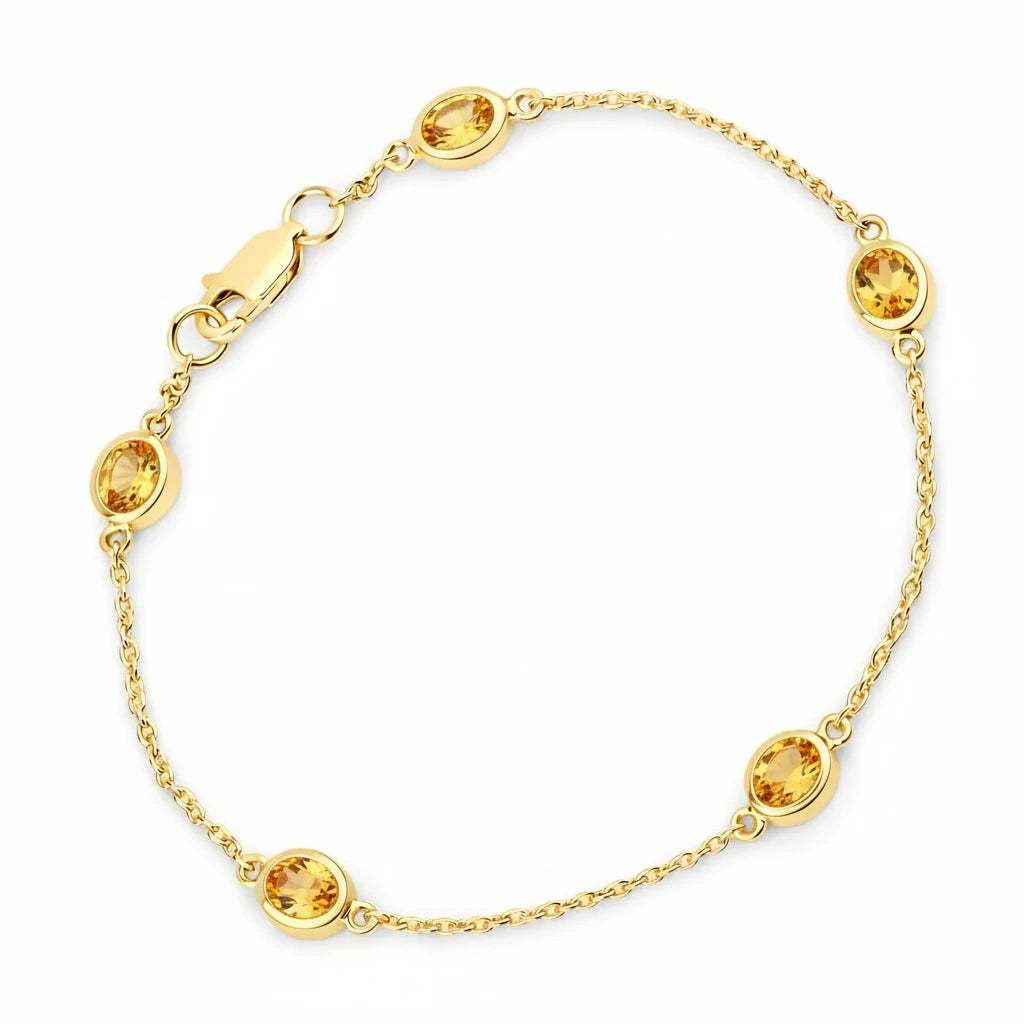 Oval Bezel Set Station Bracelet
