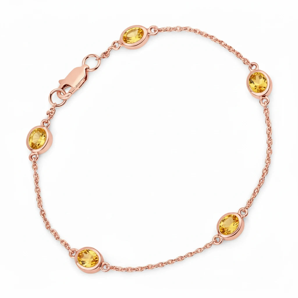 Oval Bezel Set Station Bracelet