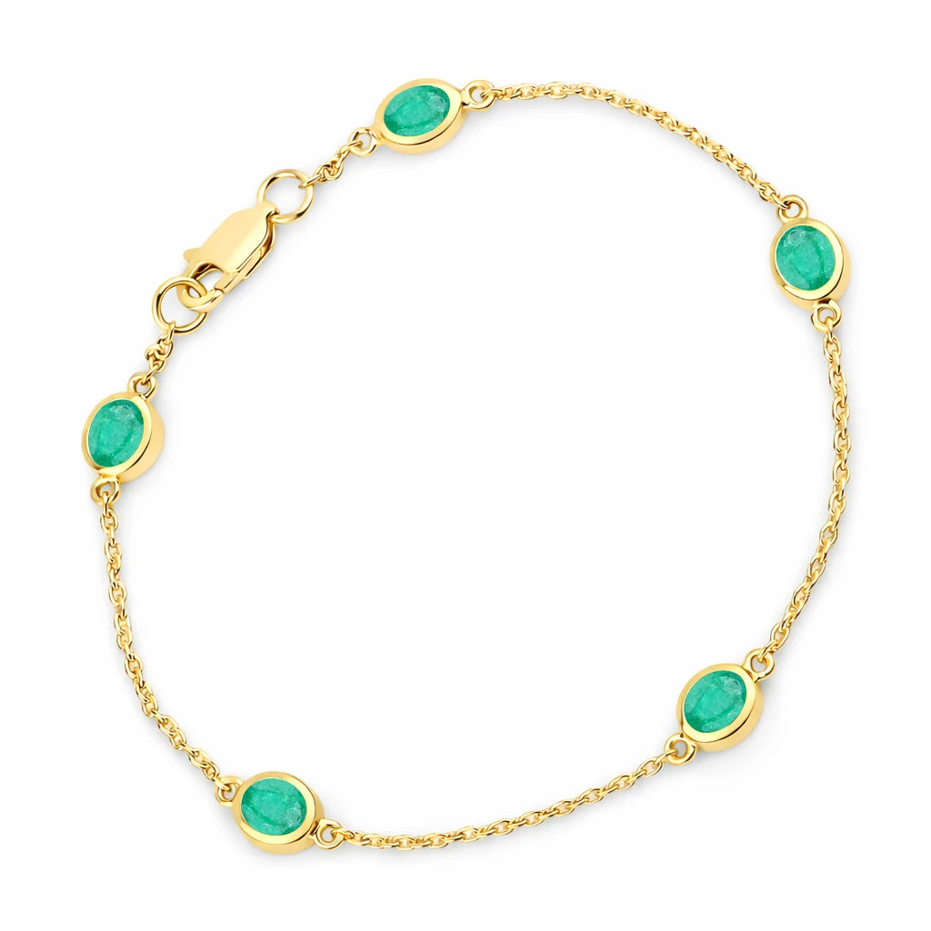 Oval Bezel Set Station Bracelet
