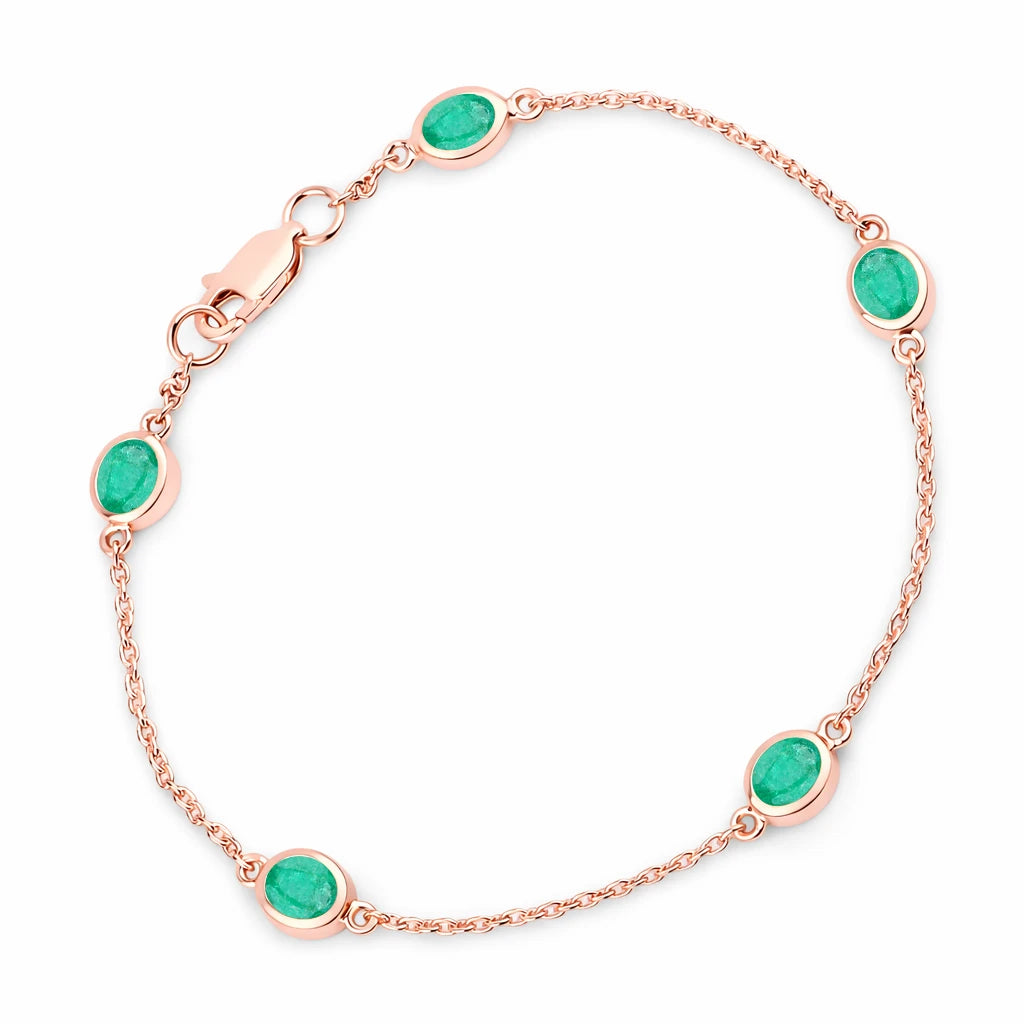 Oval Bezel Set Station Bracelet