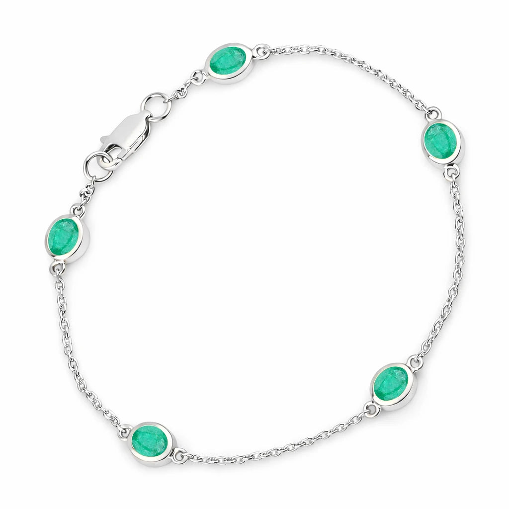 Oval Bezel Set Station Bracelet