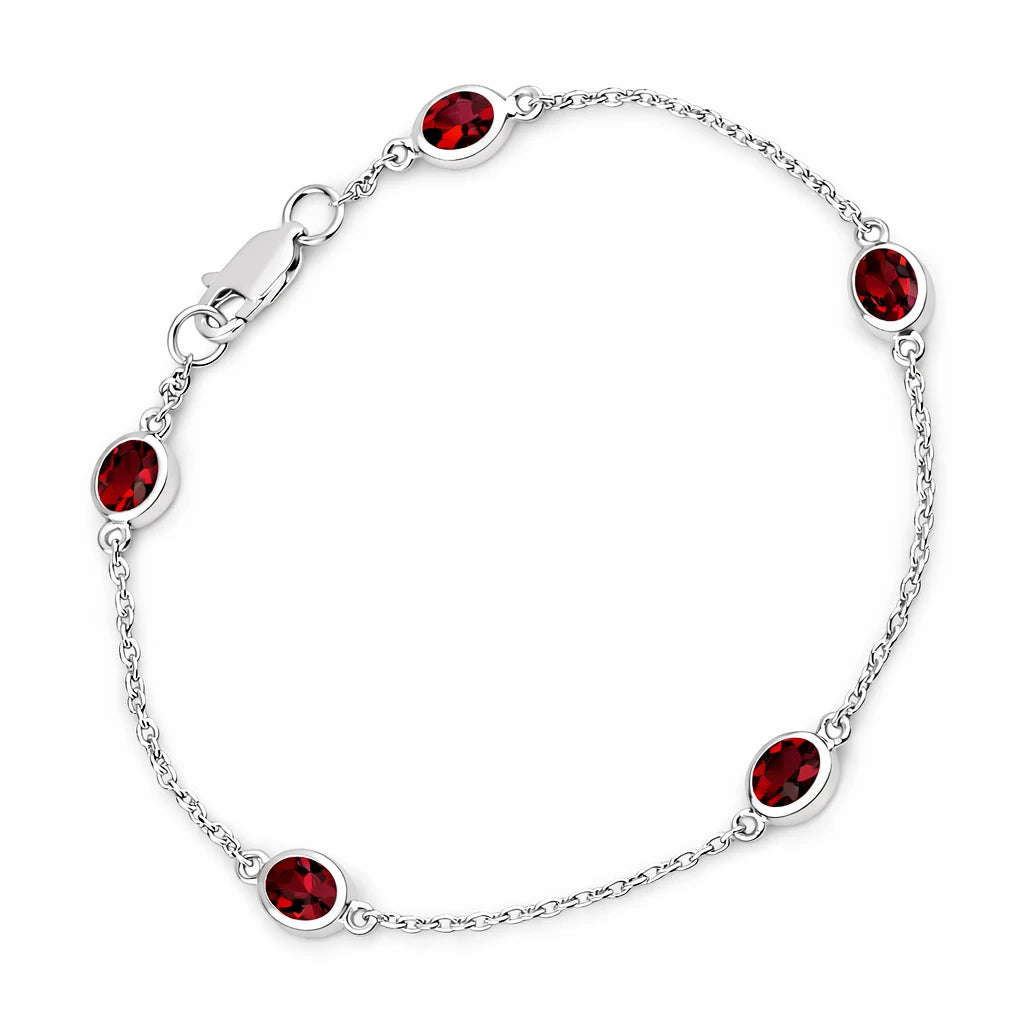 Oval Bezel Set Station Bracelet