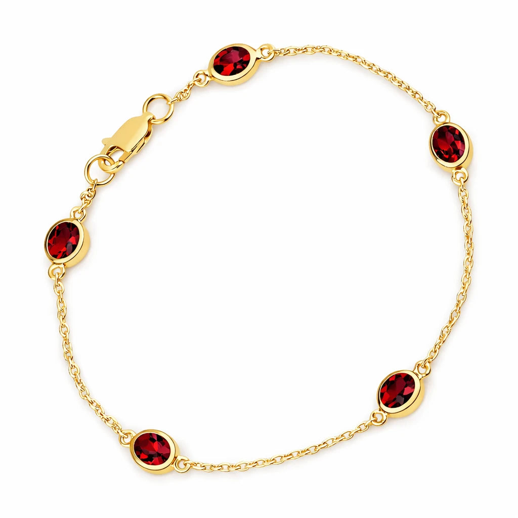 Oval Bezel Set Station Bracelet