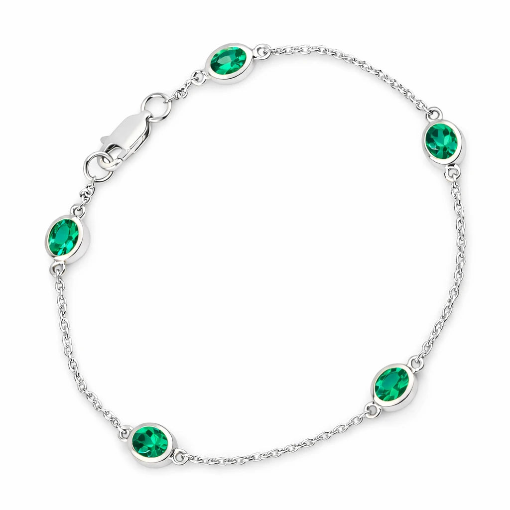 Oval Bezel Set Station Bracelet