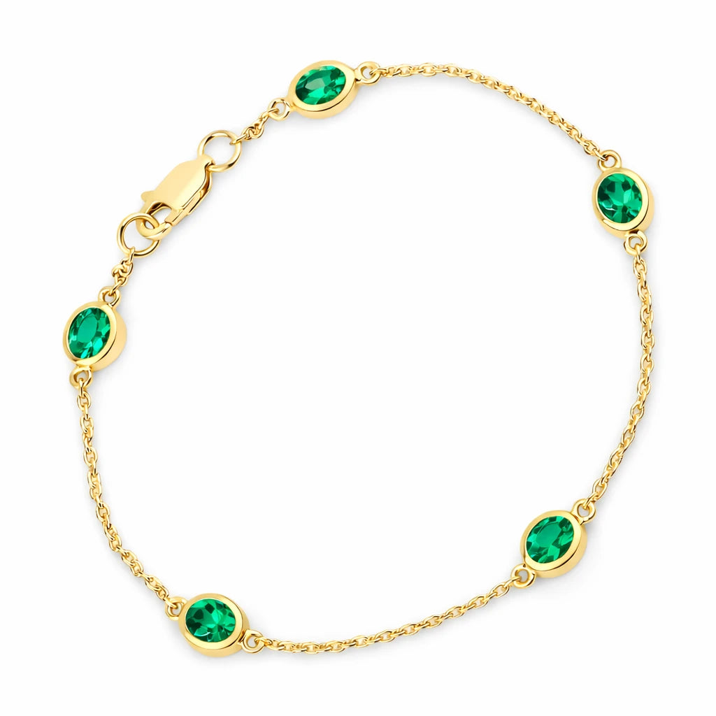 Oval Bezel Set Station Bracelet