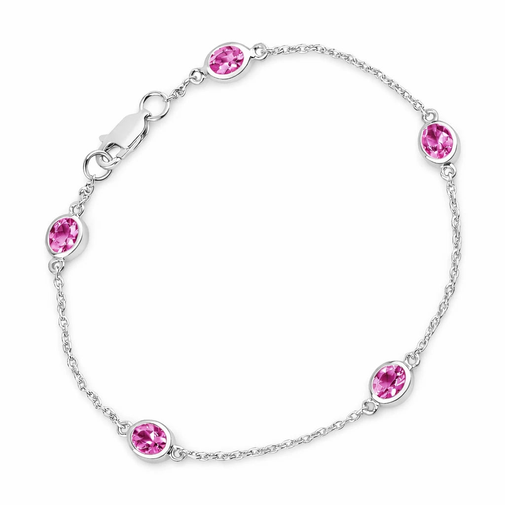 Oval Bezel Set Station Bracelet