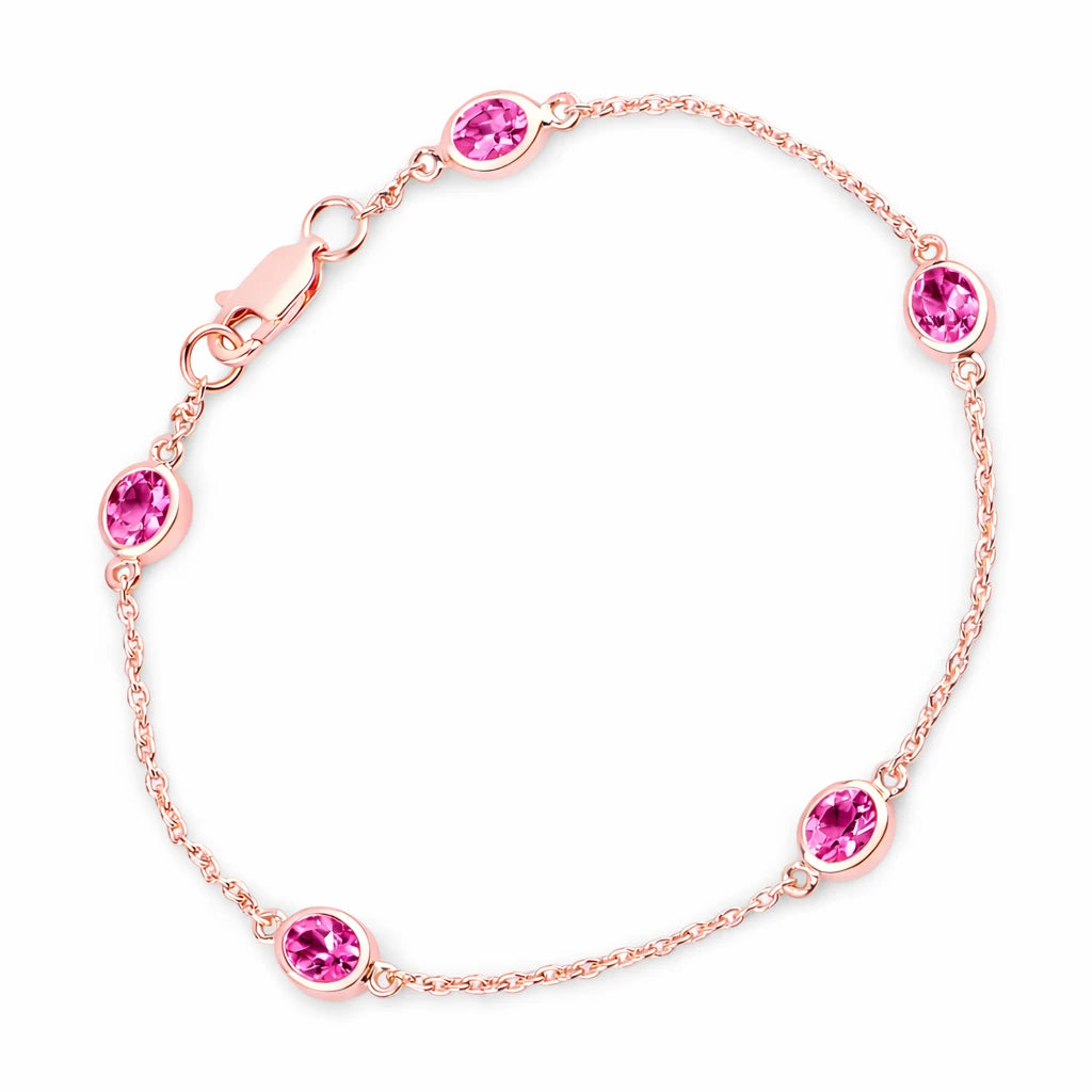 Oval Bezel Set Station Bracelet